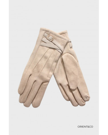 Gants Femme coloris crème avec détail liseret cuir – Élégance Moderne avec Décor Poignet