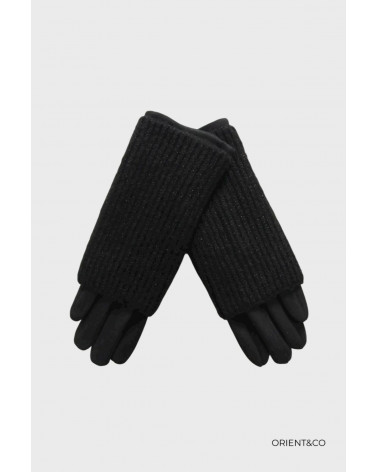 Gants Femme Tactiles – Maille douce & décor poignet coloris noir