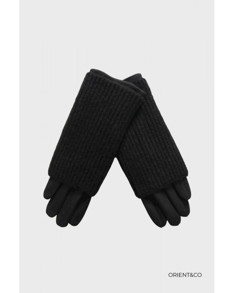 Gants Femme Tactiles – Maille douce & décor poignet coloris noir