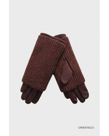 Gants Femme Tactiles – Maille douce & décor poignet coloris cognac