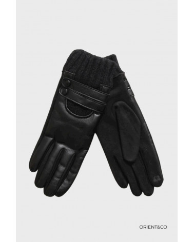 Gants femme chic – Effet cuir & maille douce – Poignet boutonné