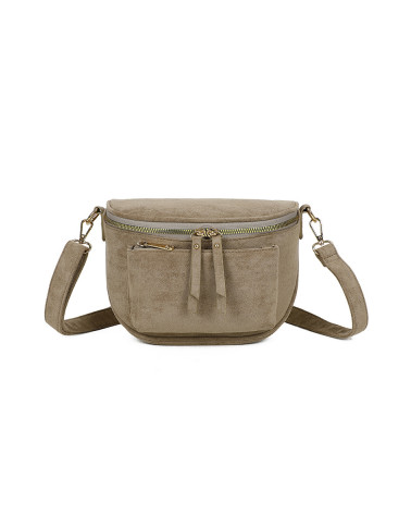 Sac banane femme – Effet suédine avec bandoulière – Style chic et polyvalent