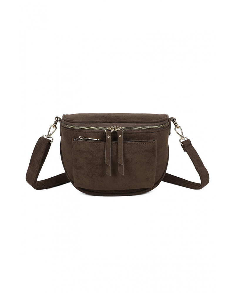 Sac banane femme chocolat – Effet suédine avec bandoulière – Style chic et polyvalent