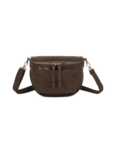 Sac banane femme chocolat – Effet suédine avec bandoulière – Style chic et polyvalent