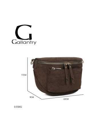 Sac banane femme chocolat – Effet suédine avec bandoulière – Style chic et polyvalent