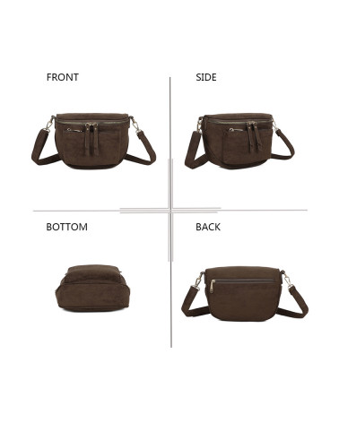Sac banane femme chocolat – Effet suédine avec bandoulière – Style chic et polyvalent