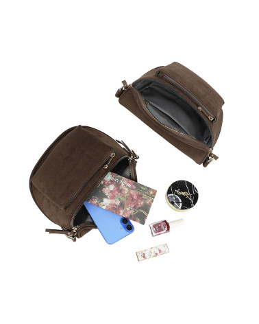 Sac banane femme chocolat – Effet suédine avec bandoulière – Style chic et polyvalent
