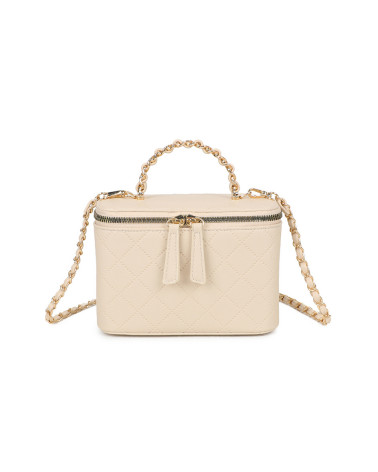 Sac à main matelassé coloris beige – Élégance intemporelle et détails chaînés