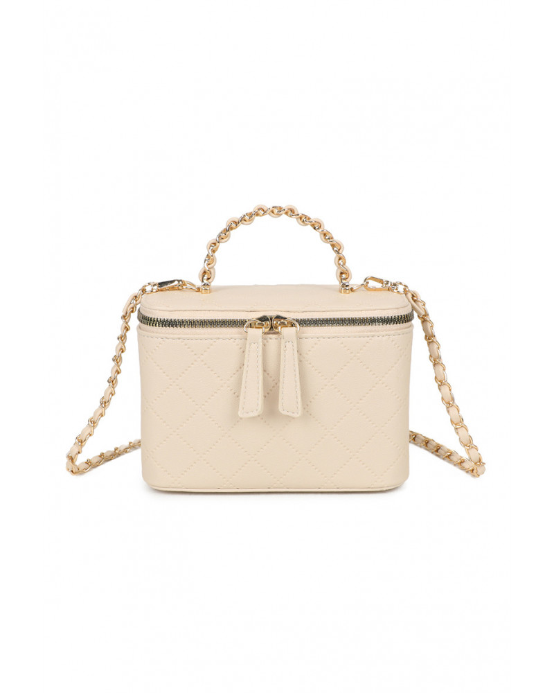 Sac à main matelassé coloris beige – Élégance intemporelle et détails chaînés