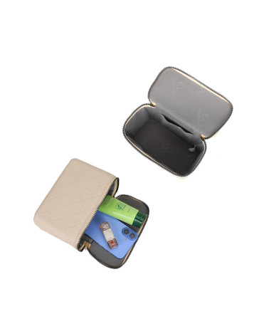 Sac à main matelassé coloris beige – Élégance intemporelle et détails chaînés