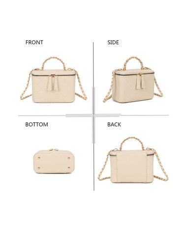 Sac à main matelassé coloris beige – Élégance intemporelle et détails chaînés