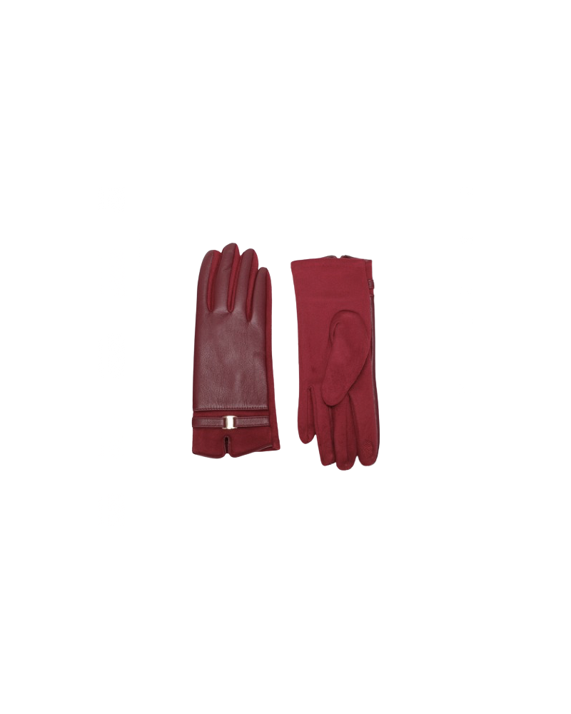 Gants femme chic effet cuir & maille douce coloris Bordeaux - Chapo & Co
