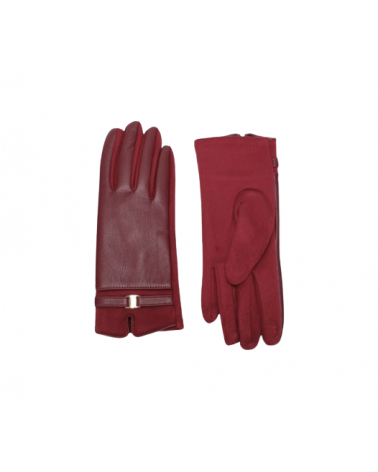 Gants femme chic effet cuir & maille douce coloris Bordeaux - Chapo & Co