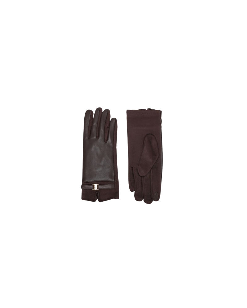 Gants femme chic effet cuir & maille douce coloris Brun marron