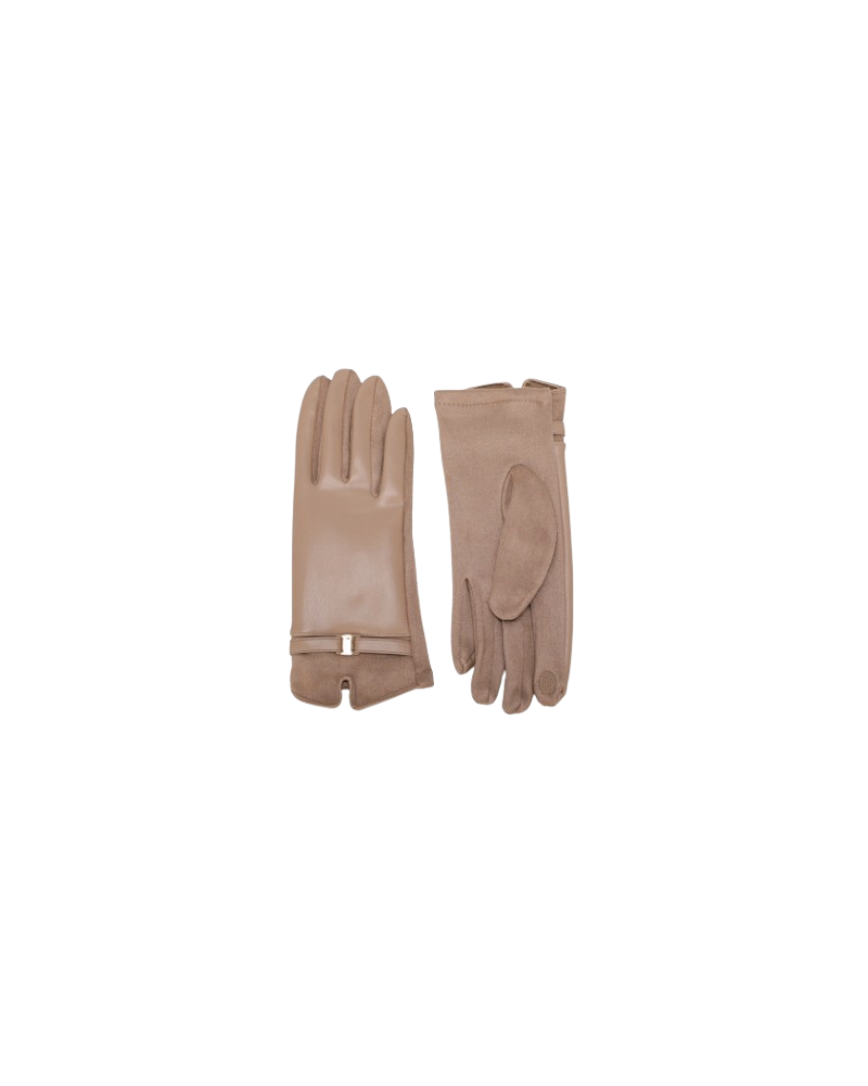 Gants femme chic effet cuir & maille douce coloris Beige