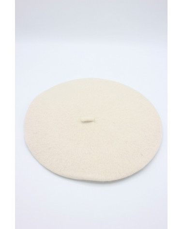 Béret type Basque en 100% laine coloris écru - Chapo & Co