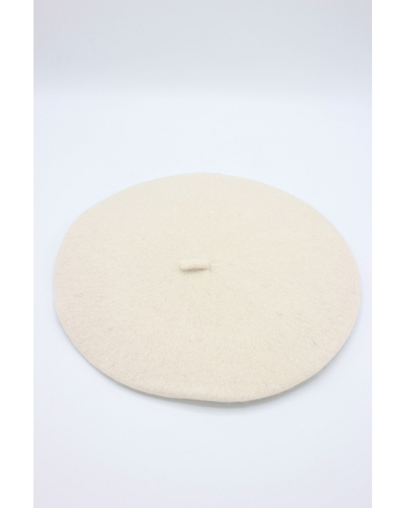 Béret type Basque en 100% laine coloris écru - Chapo & Co