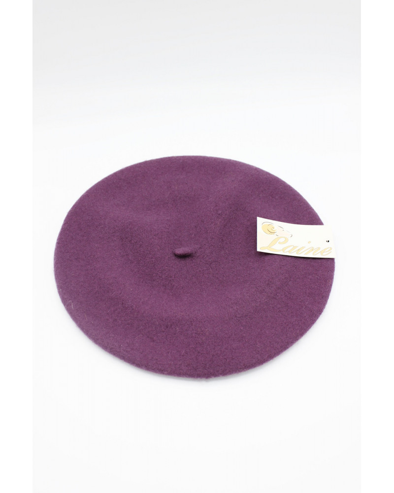 Béret type Basque en 100% laine coloris prune - Chapo & Co