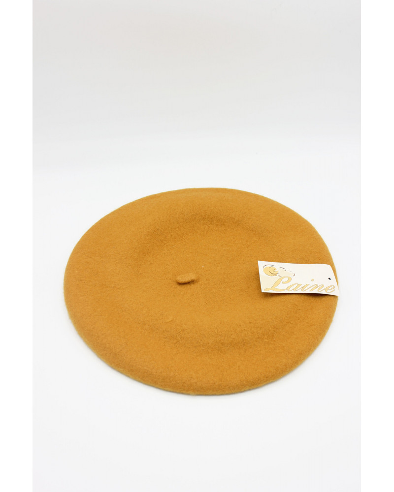 Béret type Basque en 100% laine coloris moutarde - Chapo & Co