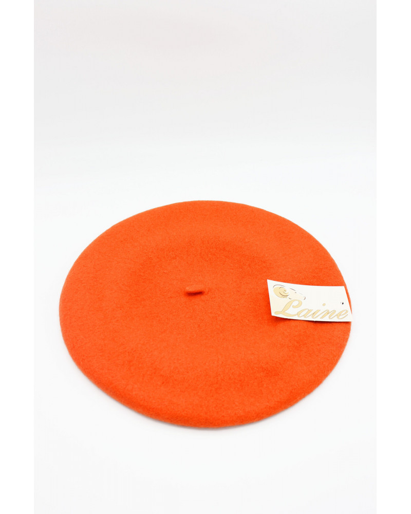 Béret type Basque en 100% laine coloris orange - Chapo & Co