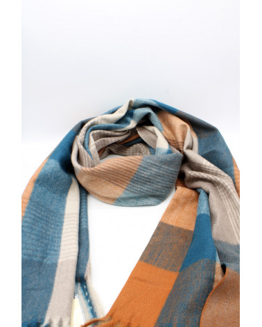 Echarpe homme très douce coloris orange à motif - Chapo & Co