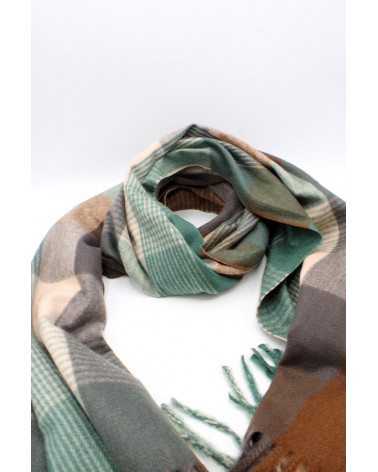 Echarpe homme très douce coloris vert à motif - Chapo & Co