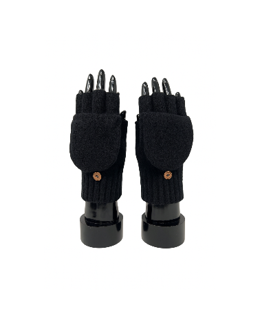 Mitaines femme convertibles en moufles noir – chaleur et praticité