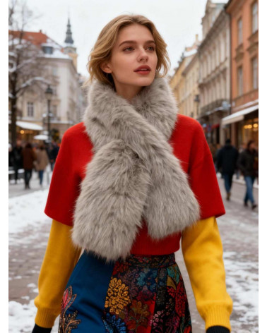 Écharpe col en fausse fourrure coloris champagne - Chapo & Co