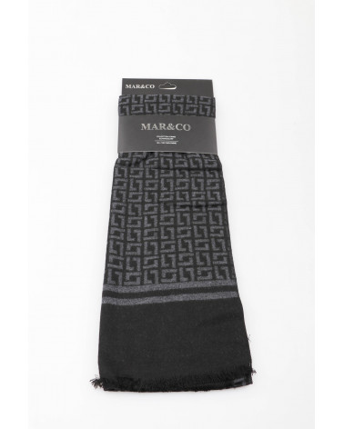 Echarpe homme en laine impression géométrique coloris noir - Chapo & Co