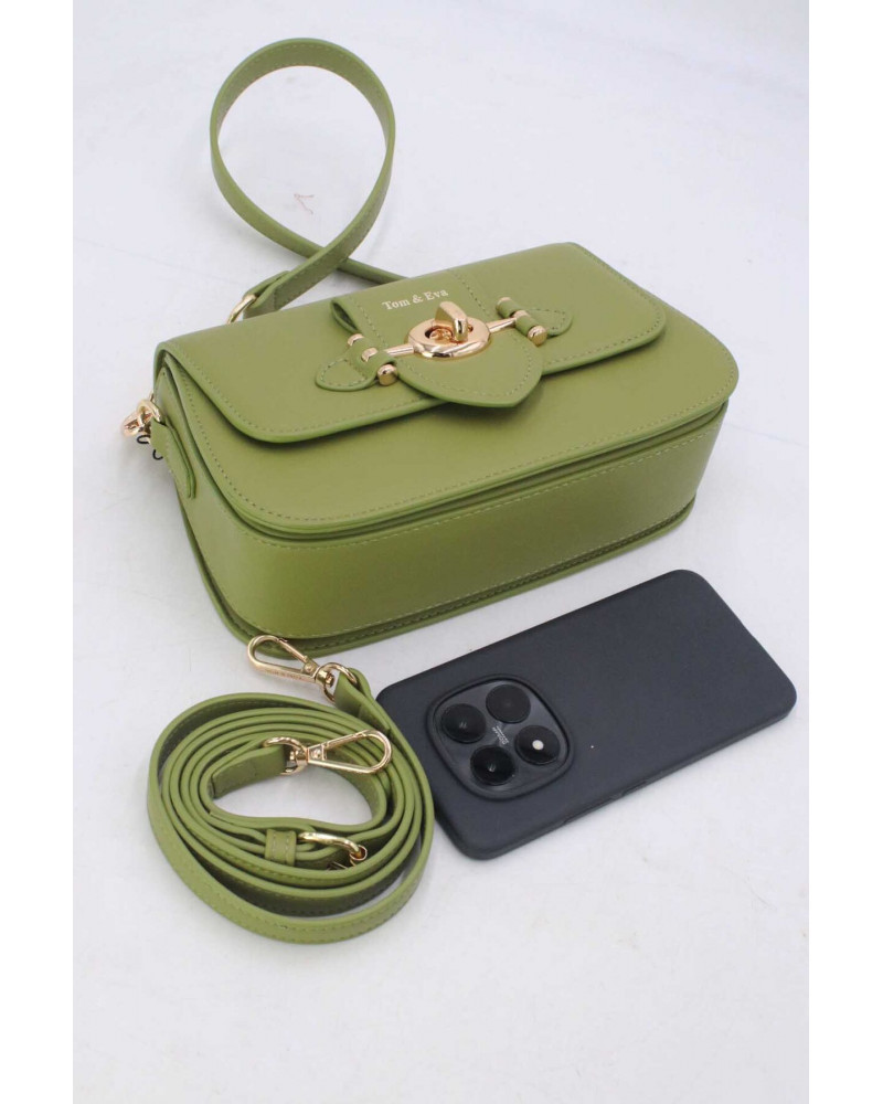 Sac bandoulière vert Tom&Eva – Fermeture métallique chic