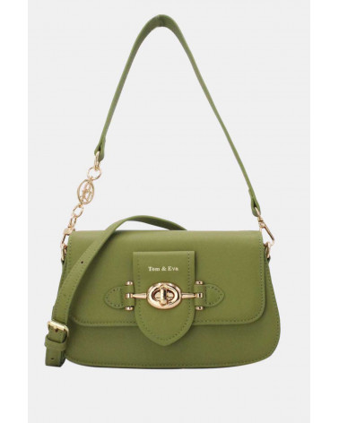 Sac bandoulière vert Tom&Eva – Fermeture métallique chic