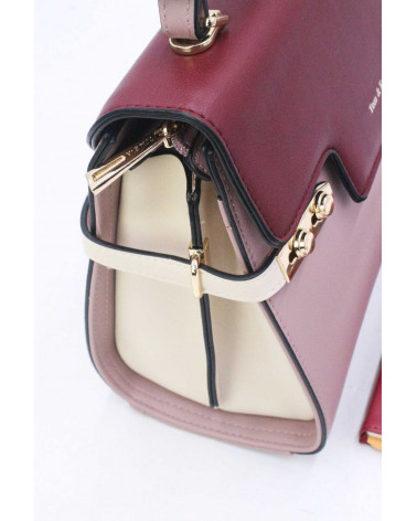 Sac à main chic bicolore à bandoulière coloris rose et bordeaux