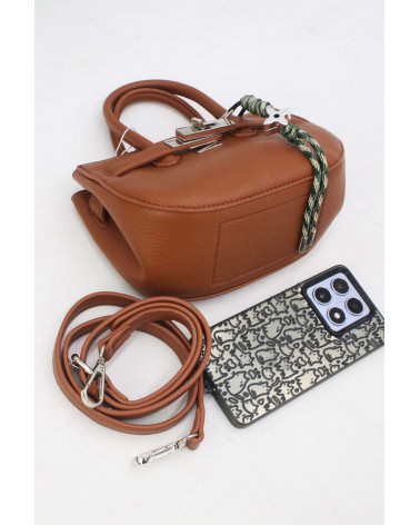Sac à main chic petit format Demi-lune coloris brun - Chapo & Co