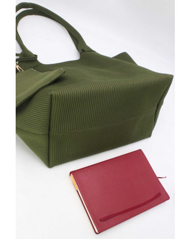 Grand sac style cabas porté épaule pliable coloris Olive