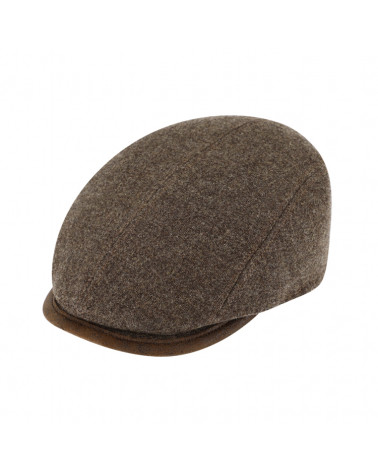 Casquette plate en laine vierge unie coloris Taupe - Chapo & Co