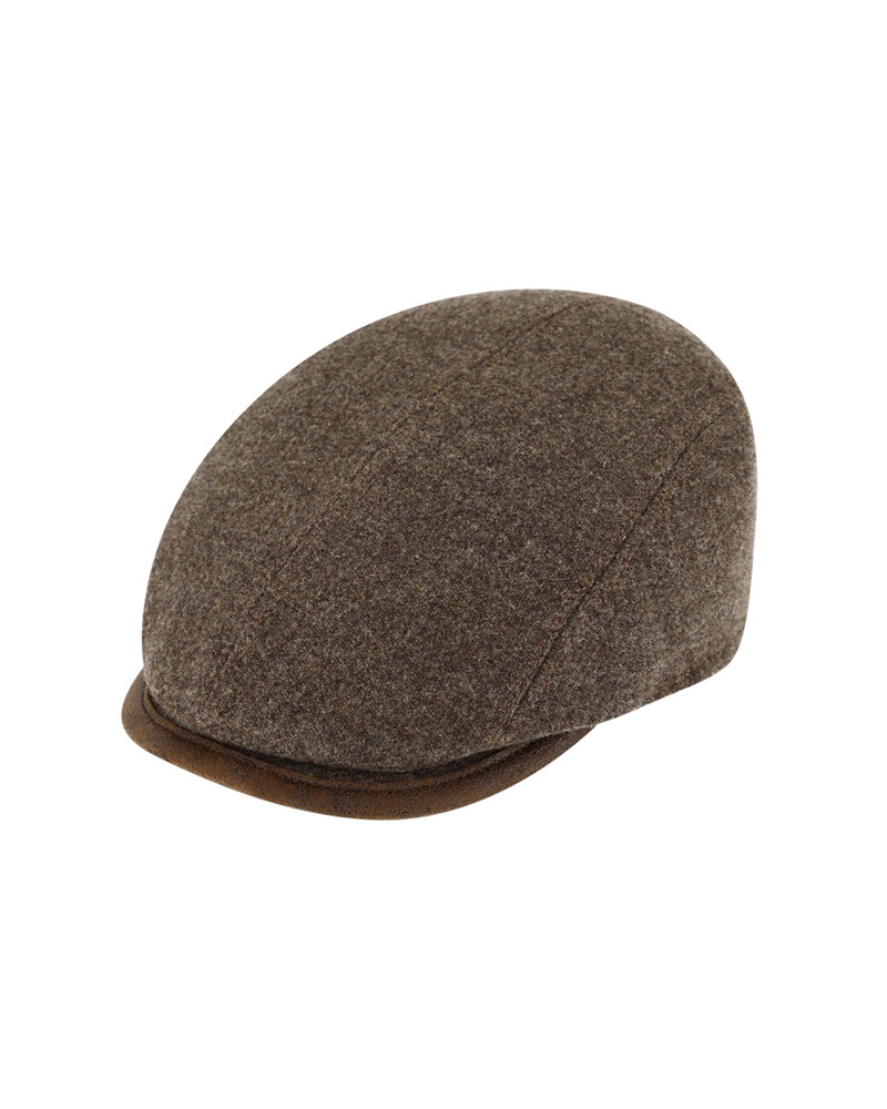 Casquette plate en laine vierge unie coloris Taupe - Chapo & Co