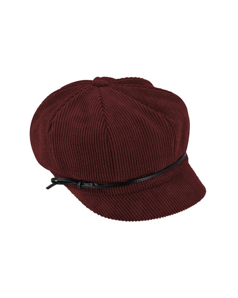 Casquette forme gavroche en velours côtelé coloris Bordeaux - Chapo & Co