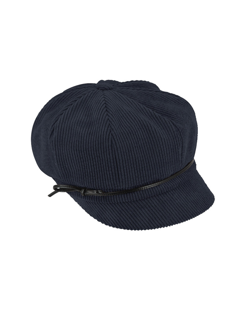 Casquette forme gavroche en velours côtelé coloris marine - Chapo & Co