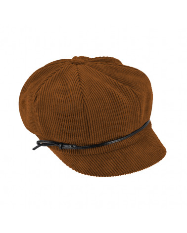 Casquette forme gavroche en velours côtelé coloris Cognac - Chapo & Co