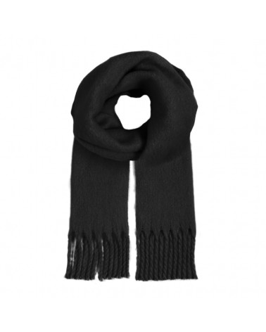 Grande écharpe chaude à franges coloris uni noir - Chapo & Co