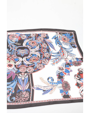 Foulard carré 70x70 en soie imprimé fantaisie noir - Chapo & Co