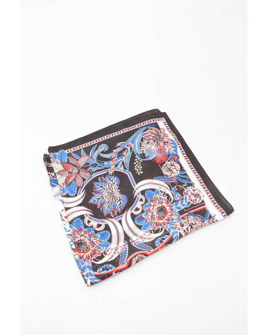 Foulard carré 70x70 en soie imprimé fantaisie noir - Chapo & Co