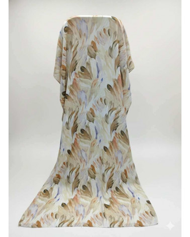 Foulard écharpe femme en coton imprimé abstrait coloris taupe - Chapo & Co