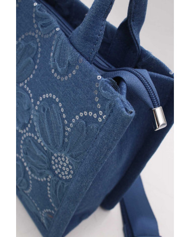 Sac cabas femme en tissu fleuri avec anses et bandoulière bleu – Chic et Pratique