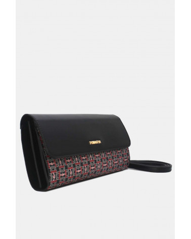 Pochette longue monogramme coloris noir avec bandoulière - Chapo & Co