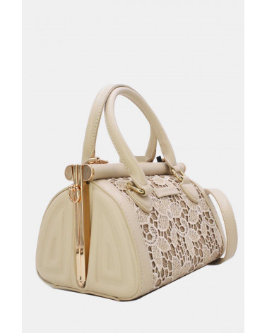 Sac à main à bandoulière en dentelle coloris beige - Chapo & co