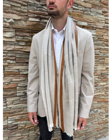 Foulard chèche en 100% coton indien coloris beige - Chapo & Co