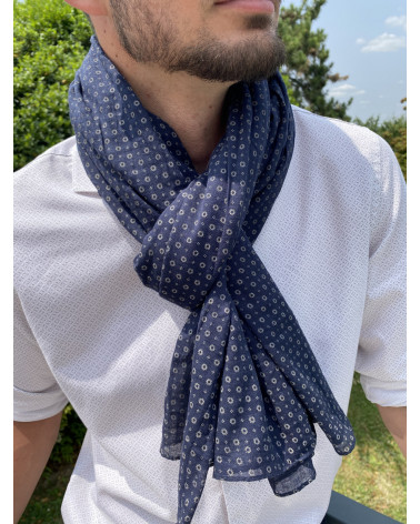 Foulard chèche en 100% coton homme à motif coloris marine - Chapo & Co