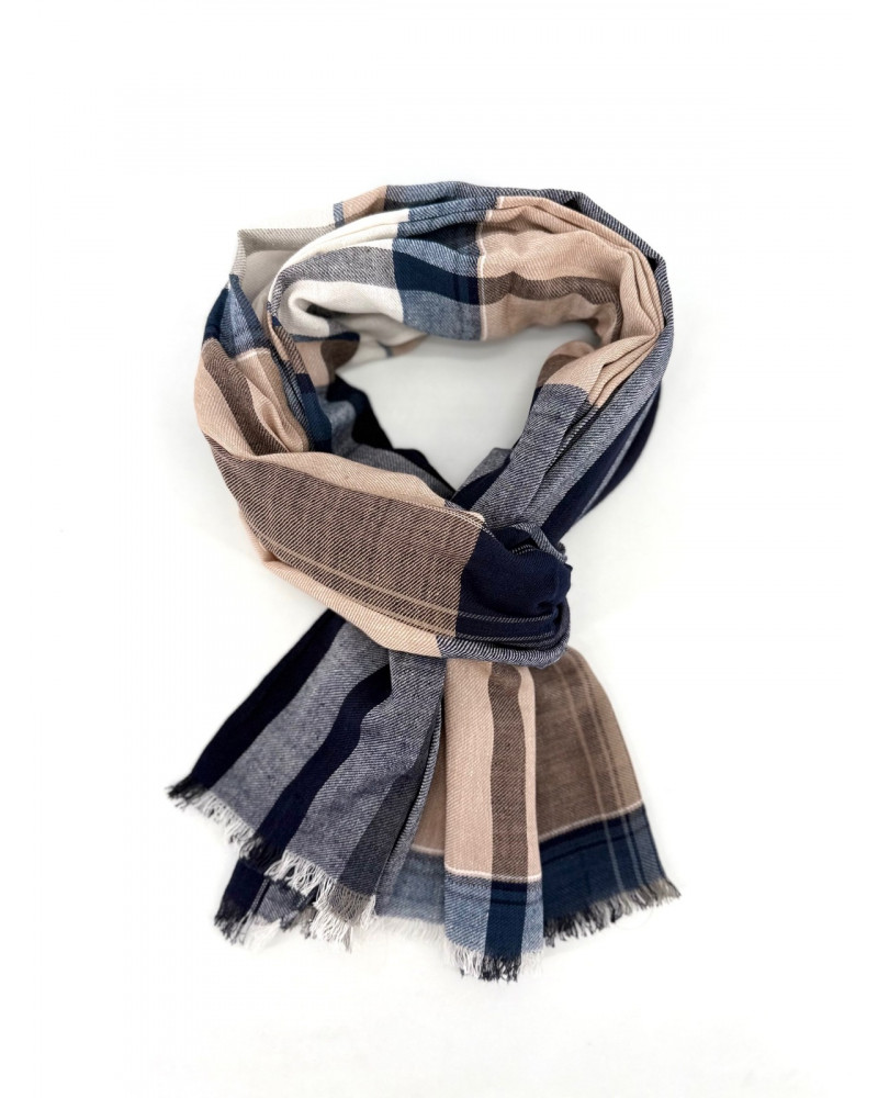 Foulard tissé en 100% coton indien coloris marine - Chapo & Co