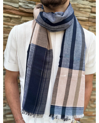 Foulard tissé en 100% coton indien coloris marine - Chapo & Co